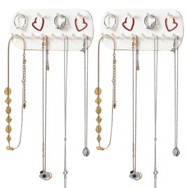 ARJDXDP Wall Necklace Organizer Holder,​2 Pack Necklace Hangers Wall Mounted Jewellry Organiser Hanging, Gift for Girls Women, White