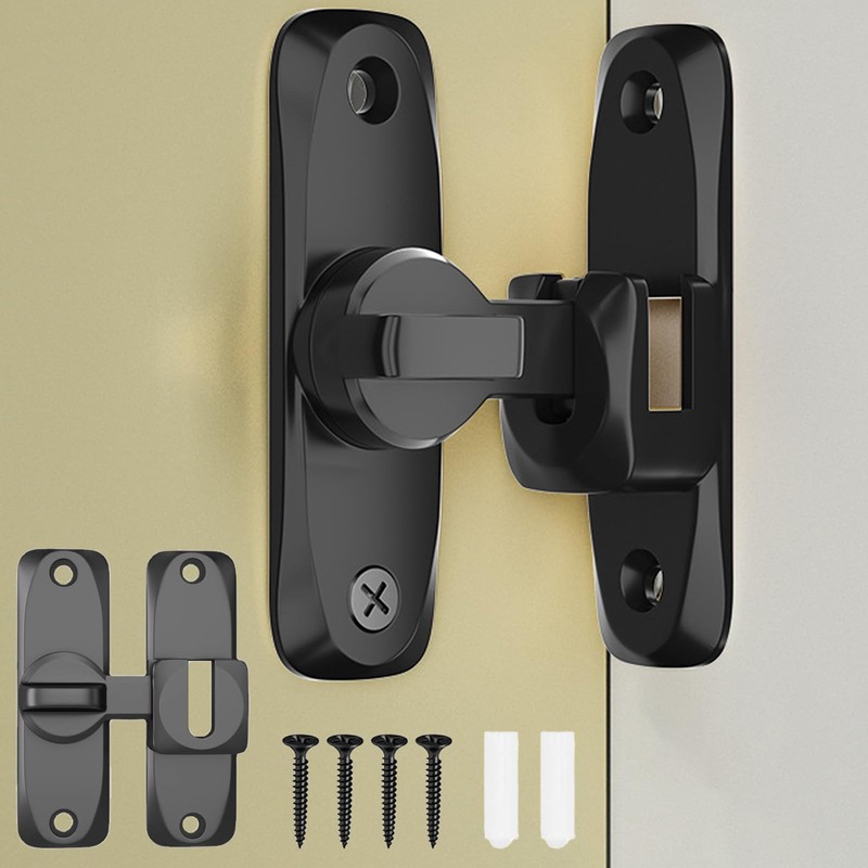 Door Bolt Stainless Steel 90°/180° Sliding Door Lock Black for