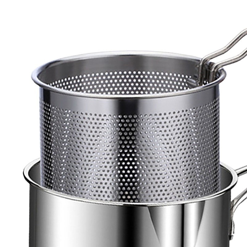 Stainless Steel Deep Fryer Pan Durable Portable Mini Long Handle