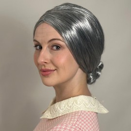 ALLAURA Classic Grey Nana Bun - Old Lady Wig Grandma Wig Granny Costume Gray Wigs Costume for Girls Fits All Adults Women Girls Wigs - Granny Wigs for Kids