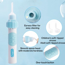 Earwax Remover Suction Earwax Suction Soft Elastic Head Design with Light, Quiet and Compact, Portable for On the Go, Electric, Suitable for Children and Adults