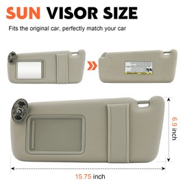 Beige Driver Left Side Sun Visor Replacement Compatible with 2007 2008 2009 2010 2011 Toyota Camry Without Sunroof Replace 74320-06780-B0, 74320-33B81-B0
