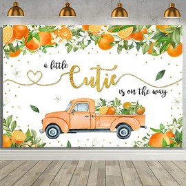 MEHOFOND Little Cutie Baby Shower Backdrop Little Cutie Baby Shower Decorations A Little Cutie is On The Way Baby Shower Banner Orange Citrus Clementine Baby Shower Decor Photo Booth Props 7x5ft