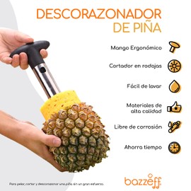 Bazzeff Descorazonador de piña de acero inoxidable de alta resistencia. Cortador de piña con doble función de corte y extracción. Piña descorazonador. Pineapple Corer. Pineapple cutter.