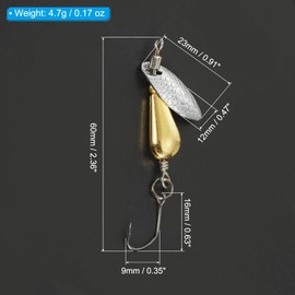 PATIKIL Fishing Spinners 1/6 oz, 5 Pack Single Hook Trout Lures Teardrop Fishing Lures Inline Spinner with Tackle Boxes for Freshwater Saltwater Fishing, Gold Tone