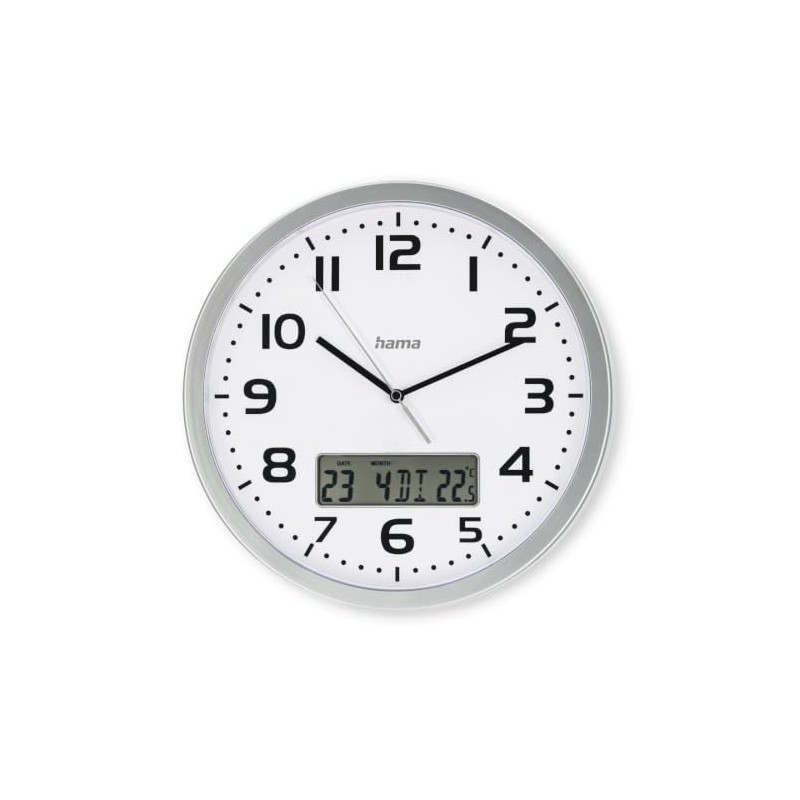 Hama Moorea Radio Wall Clock (DCF Radio-Controlled Clock, Digital Display