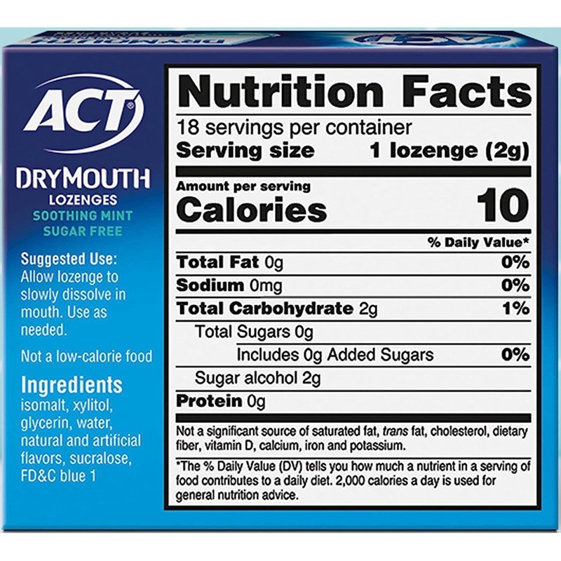 ACT Dry Mouth Soothing Mint Lozenges 18 ea (Pack of
