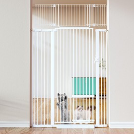 71" Extra Tall Pet Gate, 29.5-43" Wide with Adjustable Cat Door