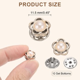 uxcell 10 Sets Pearl Brooch Buttons, 11.5 mm No Sew Pearl Buttons Pins Detachable Brooch Anti-Exposure Fixed Cover Up Bottons Pins for Clothes, Coat, Cardigan, DIY Craft, Sweaters (White)
