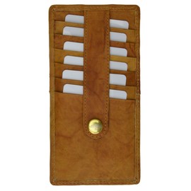 MARSHAL Women's Genuine Leather Slim Stacker Card Case Protection Wallet (Tan)