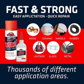 Kraken Bond WOW! CA Glue (12x1.75 oz) with Spray Adhesive Activator (12x6.75 fl oz) - Cyanoacrylate Glue, CA Glue with Activator, CA Glue for Woodworking, Crazy Glue,Craft Glue | Fast CA Glue | 12Pack