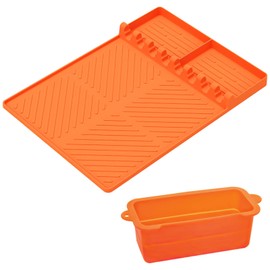 Silicone Grill Mat with Grease Cup, Compatible with Blackstone, Heat-resistant Spatula Silicone Mat with Drip Pad, Silicone Griddle Tools for Outdoor Grill, Kitchen Counter