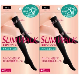 Compression Socks Slim Walk Natural Feel High Socks for Women Black M-L 2 Pack Compression Socks