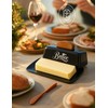 Black Butter Dish with Lid and Knife，Black Butter Tray，Ceramic Butter