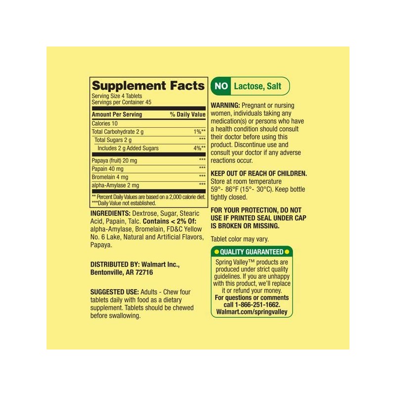 Spring Valley Spring - Valley Papaya Enzyme Complex Tablets -