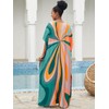 IMAGEKOPE Moroccan Print V-Neck Batwing Kaftan Women's Plus Size Loose