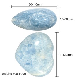 Nupuyai Natural Celestite Crystal Heart Stone, Polished Love Stone Pocket Palm Worry Stone for Reiki Chakra Meditation Home Decor, 111-120mm