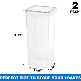 Tiawudi Tiawudi 2 Pack Bread Box, Plastic Bread Container, Bread Storage for Kitchen Counter, Bread Keeper with Airtight Lid, Tall Bread Saver, Sandwich Bread Holder, 5.6 Qt / 5.3L Each