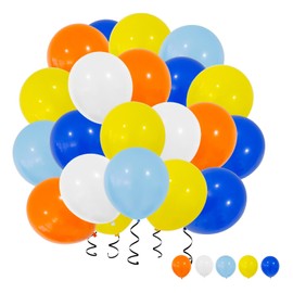 White Orange Yellow Blue Confetti Balloons, 40pcs 12 Inch Blue Party Balloons,Natural Latex Balloons for Men Women Girls Birthday, Wedding, Bridal Shower, Graduation, Casino Theme Party Decorations