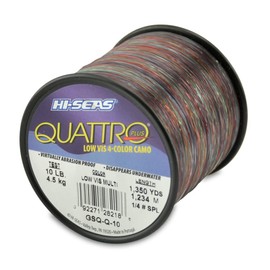 Hi-Seas Quattro Monofilament Line, 10 lb / 4.5 kg Test, .012 in / 0.30 mm Dia, 4-Color Camo, 1350 yd / 1234 m
