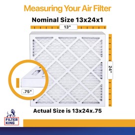 Filter King 13x24x1 Air Filter | 6-PACK | MERV 13 HVAC Pleated A/C Furnace Filters | MADE IN USA | Actual Size: 13 x 24 x .75"