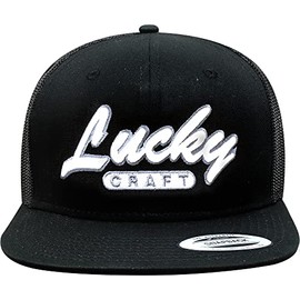 LUCKY CRAFT Cap - LC FLAT LC Big LUCKY - Black and White