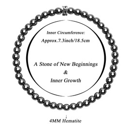 BONNY BOXX Natural Stretch Healing Gemstone Bracelet, 4/6/8mm Semi Precious Stone Bracelet for Men Women, Stress Relief Crystal Jewelry, 4MM, hematite