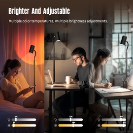 GLOWRIUM Super Bright RGB Light Reading Lamp – Flexible Gooseneck Floor Lamp with Remote, Dual-Head Design with 5 Ambiance Modes & Dimming, Perfect Black Desk Floor Lamp for Reading, Study, or Office