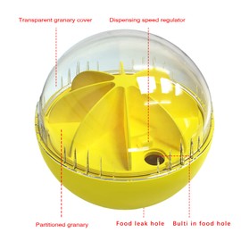 Cdycam Dog Treat Ball, Adjustable Dispensing Interactive Toys, Squeaky Puppy Puzzle Toy for Boredom Slow Feeder(Yellow)