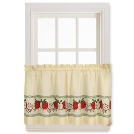 CHF & You Red Delicious Country Apples 3-Piece Window Curtain Tier Set, Ivory, 56-Inch X 24-Inch, Multi Color