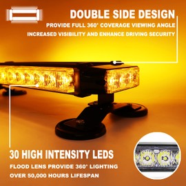 FOXCID 26'' 56 LED Emergency Strobe Rooftop Flashing Light Bar, Double Side Hazard Warning Beacon Safety Lights w/Magnetic for Tow Vehicles Firefighter Cars Trucks Traffic Security, Green White Mix