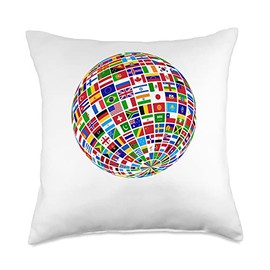 Earth Globe World Flags The Countries of the World Throw Pillow