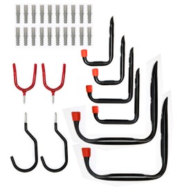 brackit 10x Wall-Mounted Garage Hooks - 30pc Assortment Set for Home Use Hanging & Storing Tools Bikes Ladders Garden and Cleaning Equipment in Garages House
