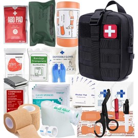 VVIITOP IFAK Kit Trauma Kit Military Medical First Aid Kits Bleeding Contral Emergency Survival Bug Out Bag for Camping Gear Supplies Hiking (Black)