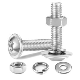 10Pcs M6 x 35 mm Bolt Flanged Button Head Socket Cap Bolt Screws, Nuts and Bolts 304 Stainless Steel, Allen Screws, Flat & Lock Washers, Nuts and Bolts Assortment Kit by Wavanta
