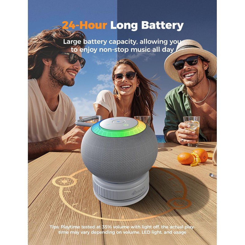 dbsono Portable Bluetooth Speaker Shower Waterproof: IPX7 Loud Sound with