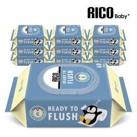 [Rico] Ready to Flush Bidet Wipes Cap Type 60 sheets x 10 packs / [리꼬] 레디투플러쉬 변기에 버리는 비데물티슈 캡형 60매 x 10팩