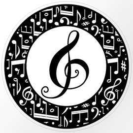 CafePress Treble Clef Music Lover Medium Die Cut Sticker, 5.75" x 5.75" Clear