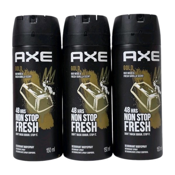 AXE 3 Pack Axe Spray Gold Oud Wood Men Deodorant
