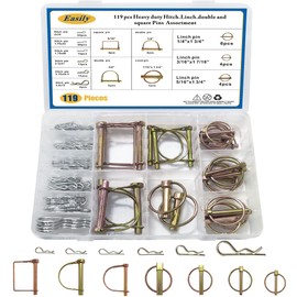 Hitch Pin Clip Pins 119Pcs - Linch and PTO Pins for Trailers Tractors Trucks Towing Mowing, Farm Equipment, Snow Plows, Lawnmowers Garage, Heavy Duty Trailers Accessories Tractor Attachments