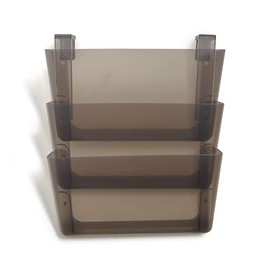 Staples TRU RED Unbreakable 3-Pocket Plastic Letter Wall File, Smoke, 6/Carton (TR55346VS)