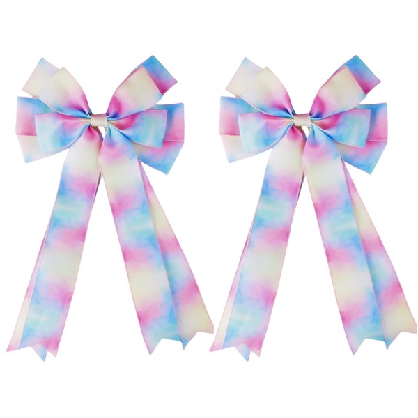 Meseey Gradient Pastel Burlap Bows for Wreaths, 20 x 10