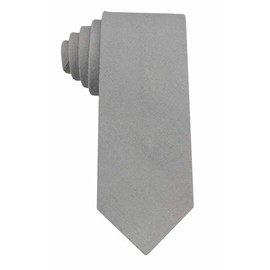 Mens Slim Width Color Linen Neckties - Standard and Extra Long Tie (Light Gray, Standard 58 ")