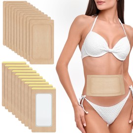 20Pcs Castor Oil Pack Wrap, Organic Cotton Castor Oil Patches for Liver, Stomach, Belly Button, 11.8"x6.3", Disposable Self-Adhesive, Leak-Free, 5X Absorbent Cotton Pad, Portable