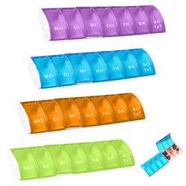 Oiieco 4 Stück Tablettenbox 7 Tage,Pillendose 7 Tage,Pillendose 7 Fächer Regenbogen Tablettenbox,Tablettenteiler Medikamenten, Tabletten Organizer, Klein Für Unterwegs