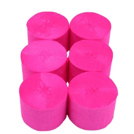 ANCLLO 6 Rolls 4.5cm x 25m Crepe Paper Party Streamers Backdrop Hanging Decorations for Birthday Party, Wedding and Festival Decorations (Rose Red)