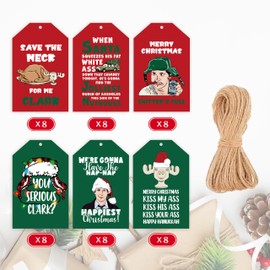 Funny Christmas Gift Tags, Christmas Vacation Merch Gifts, 48Pcs Holiday Tags for Package Gift Wrapping, Christmas Tree Hanging Ornaments, Griswold Family Christmas Vacation Decorations Party Supplies