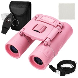 Ryaco Binoculars for Children, 8 x 21 Strong Magnification, Small Shockproof, HD Field Engraver for Little Boys and Girls 4 5 6 7 8 Years Easter Gift Bird Watching Sightseeing Camping Pink