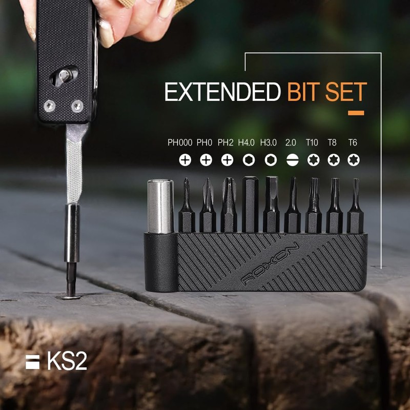 ROXON 9 Piece Bit Set with Magnetic Extended Holder for