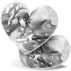 2 x Heart Stickers 15 cm - BW - Samurai